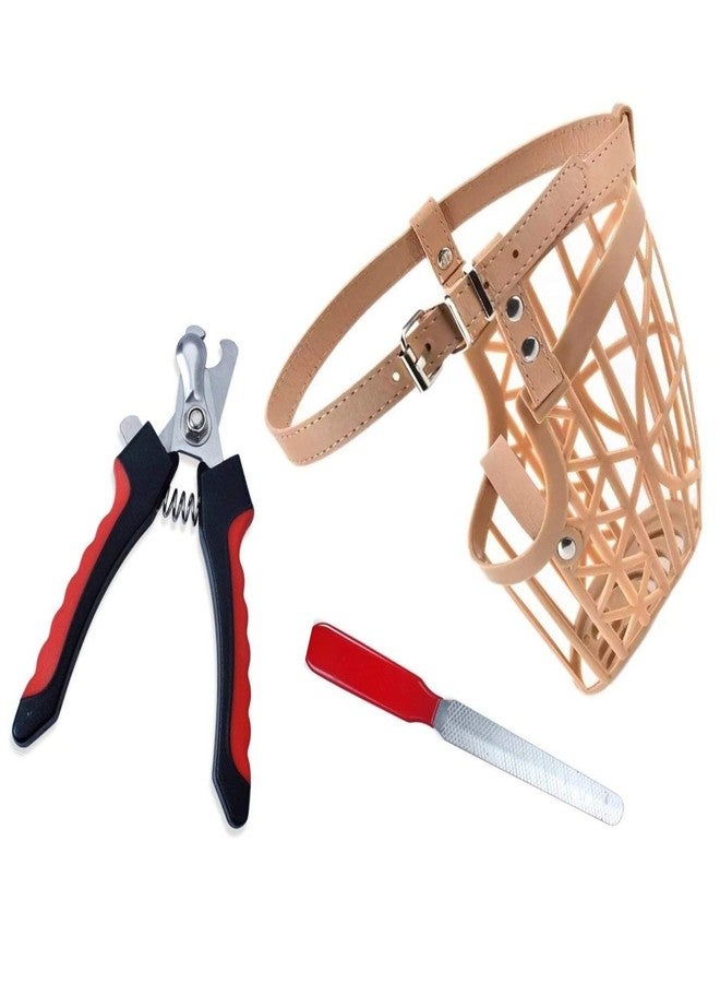 Sage Square Professional Stainless Steel Pet Nail Clipper with Dog Face Mask/Muzzle (Combo of 2) - Image 1